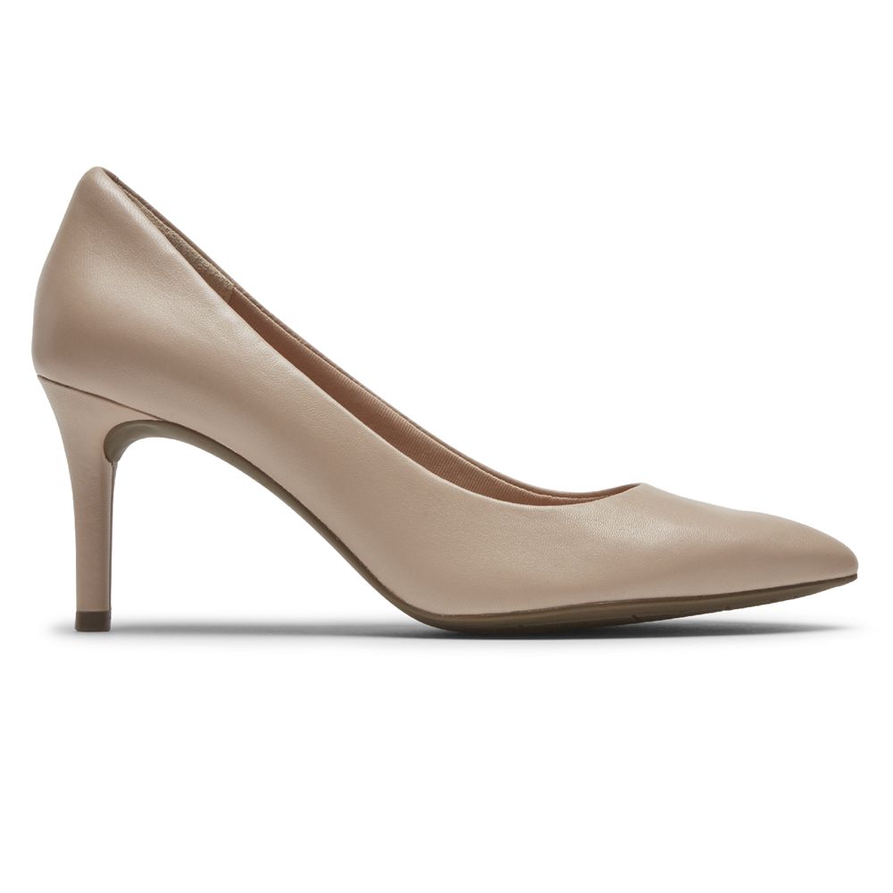 Rockport Women's Total Motion 75Mm Pointed Toe Heel Pumps - Beige - USA (7384XEITC)